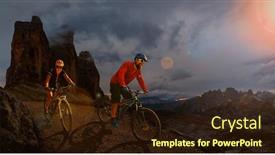  Presentation with woman sport - PPT layouts featuring cycling-outdoor-adventure-in-dolomites background and a wine colored foreground