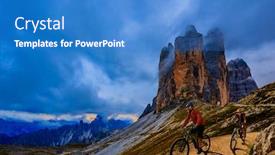  Presentation with cycling - Amazing PPT theme having cycling-outdoor-adventure-in-dolomites backdrop and a teal colored foreground