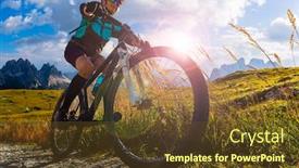  Presentation with woman sport - Theme featuring cycling-outdoor-adventure-in-dolomites background and a tawny brown colored foreground