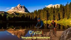  Presentation with cycling - Audience pleasing presentation theme consisting of cycling-outdoor-adventure-in-dolomites backdrop and a tawny brown colored foreground