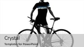  Presentation with triathlon professional cyclist man cycling - Presentation design consisting of cycling riding bicycle in silhouette background and a light gray colored foreground