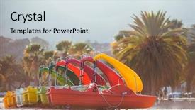  Presentation with revenue cycle - Presentation featuring cycling walking - sea cycle catamarans background and a sky blue colored foreground