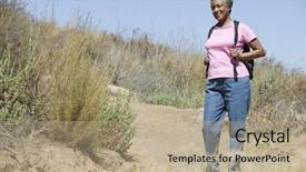  Presentation with cycling - Presentation design featuring cycling walking - senior woman on walk background and a coral colored foreground