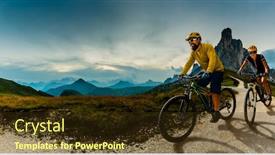  Presentation with woman sport - Audience pleasing presentation consisting of cycling-woman-and-man-riding backdrop and a tawny brown colored foreground