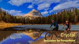  Presentation with woman sport - Slides having cycling-woman-and-man-riding background and a tawny brown colored foreground