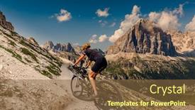  Presentation with woman sport - Beautiful slide set featuring cycling-woman-in-dolomites-mountains backdrop and a tawny brown colored foreground