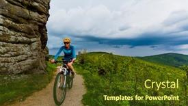  Presentation with road bike - Presentation theme having cycling-woman-on-mtb-bike background and a tawny brown colored foreground