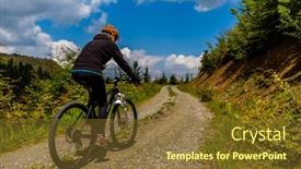  Presentation with road bike - Audience pleasing presentation consisting of cycling-woman-on-mtb-bike backdrop and a tawny brown colored foreground