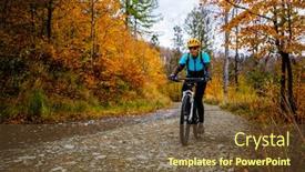  Presentation with cycling - Colorful PPT layouts enhanced with cycling-woman-riding-on-bike backdrop and a tawny brown colored foreground