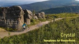  Presentation with cycling - Cool new presentation theme with cycling-woman-riding-on-bike backdrop and a tawny brown colored foreground