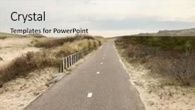  Presentation with coastal - Slide set having cyclins - cycle path through coastal sand background and a soft green colored foreground