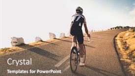  Presentation with cyclist - Slide deck featuring cyclist-athlete-training-uphill background and a violet colored foreground