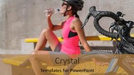  Presentation with touring - Slide deck enhanced with cyclist-drinking-water-sports-bottle background and a gold colored foreground