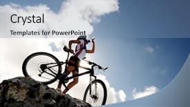  Presentation with mountain water - Amazing slides having cyclist drinks water on top backdrop and a seafoam green colored foreground