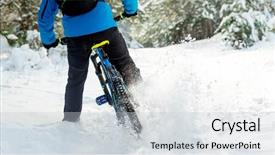  Presentation with sport blue - Presentation theme having cyclist in blue drifting background and a lemonade colored foreground