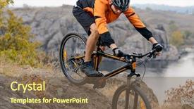  Presentation with cyclist - Audience pleasing theme consisting of cyclist in orange wear riding backdrop and a violet colored foreground