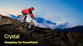  Presentation with autumn blue - Presentation theme with cyclist in red riding background and a wine colored foreground