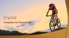  Presentation with cyclist mountains - Colorful PPT theme enhanced with cyclist-in-red-riding backdrop and a lemonade colored foreground