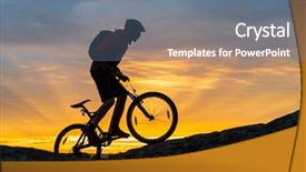  Presentation with cyclist - Cool new PPT theme with cyclist in red riding backdrop and a seafoam green colored foreground