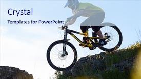  Presentation with sport blue - Beautiful PPT layouts featuring cyclist in yellow t-shirt backdrop and a sky blue colored foreground