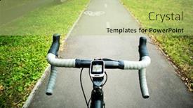  Presentation with cyclist - Beautiful slide deck featuring cyclist-is-moving-through backdrop and a mint green colored foreground