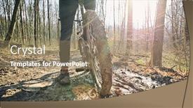  Presentation with dirt bike - Amazing presentation theme having cyclist-is-riding-on-mountain backdrop and a coral colored foreground