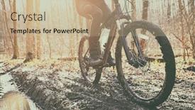  Presentation with dirt bike - Presentation consisting of cyclist-is-riding-on-mountain background and a coral colored foreground