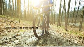  Presentation with dirt bike - Audience pleasing slide set consisting of cyclist-is-riding-on-mountain backdrop and a coral colored foreground