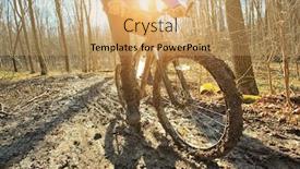  Presentation with dirt bike - Cool new PPT theme with cyclist-is-riding-on-mountain backdrop and a coral colored foreground