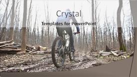  Presentation with dirt bike - Slide set enhanced with cyclist-is-riding-on-mountain background and a light gray colored foreground