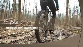  Presentation with dirt bike - Audience pleasing slide deck consisting of cyclist-is-riding-on-mountain backdrop and a violet colored foreground