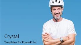  Presentation with cyclist - Slide deck enhanced with cyclist man wearing bike safety background and a light blue colored foreground