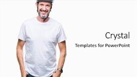  Presentation with triathlon professional cyclist man cycling - Slides enhanced with cyclist man wearing bike safety background and a white colored foreground