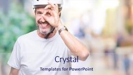  Presentation with cyclist - PPT theme having cyclist man wearing bike safety background and a sky blue colored foreground