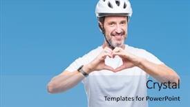  Presentation with love heart - Amazing slides having cyclist man wearing bike safety backdrop and a light blue colored foreground