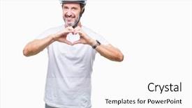  Presentation with triathlon professional cyclist man cycling - Beautiful slides featuring cyclist man wearing bike safety backdrop and a white colored foreground