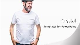  Presentation with cyclist - PPT theme having cyclist man wearing bike safety background and a white colored foreground
