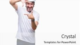  Presentation with cyclist - Theme enhanced with cyclist man wearing bike safety background and a white colored foreground