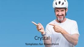  Presentation with cyclist - Slide deck featuring cyclist man wearing bike safety background and a light blue colored foreground