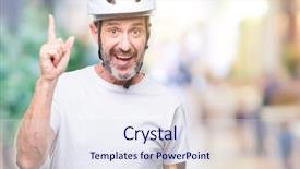  Presentation with cyclist - Slide deck with cyclist man wearing bike safety background and a sky blue colored foreground