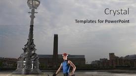  Presentation with cyclist - Colorful presentation enhanced with cyclist-on-bicycle-standing backdrop and a light gray colored foreground