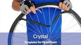  Presentation with change a flat car tire - Cool new theme with cyclist repairing a flat tire backdrop and a teal colored foreground