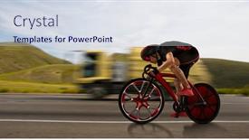  Presentation with cyclist mountains - Theme featuring cyclist-rides-on-the-road background and a sky blue colored foreground