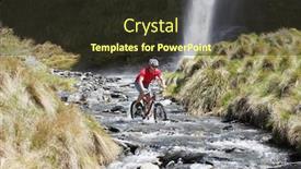  Presentation with cyclist - Cool new slide set with cyclist-riding-in-river backdrop and a tawny brown colored foreground