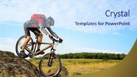  Presentation with cyclist - Colorful slide deck enhanced with cyclist riding the bike down backdrop and a sky blue colored foreground