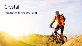  Presentation with mountain bike - Slide deck featuring cyclist riding the bike background and a  colored foreground