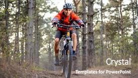  Presentation with cyclist - Colorful presentation theme enhanced with cyclist riding the bike backdrop and a gray colored foreground