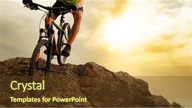  Presentation with cyclist - Slide deck featuring cyclist riding the mountain bike background and a tawny brown colored foreground