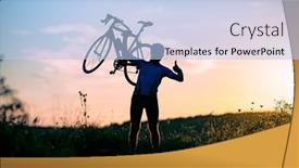  Presentation with cyclist - Slide deck having cyclist-silhoutte-with-bicycle-raised background and a light blue colored foreground