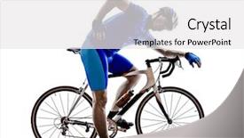 Presentation with cyclist - Presentation theme having cyclist tired in silhouette on white background background and a white colored foreground